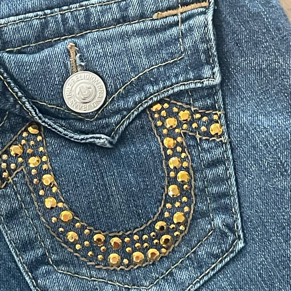 True Religion Straight Jeans size 28 studded logo pockets - Picture 3 of 6